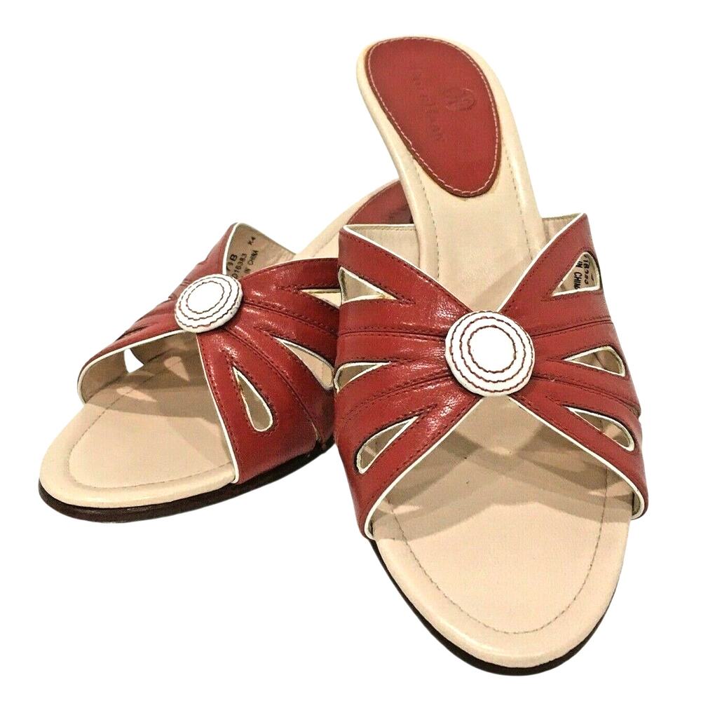 Cole Haan 7.5B red wedge heel slides sandals shoes